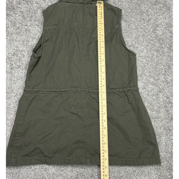 Cest Toi Vest Womens SMALL Tan Utility Full Zip Button Pocket‎ Drawstring - Picture 8 of 8